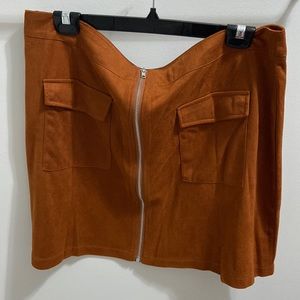 SHEIN faux suede midi skirt